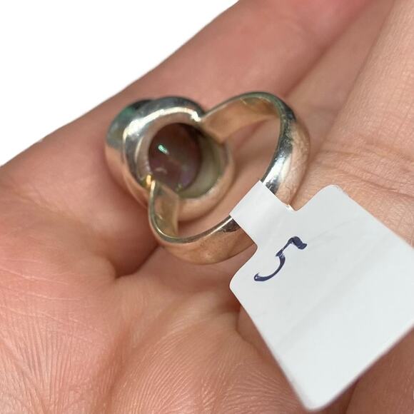 Mystic Topaz Ring Solid Sterling Silver 925 Purple Iridescent Size 5 Oval - Picture 5 of 5